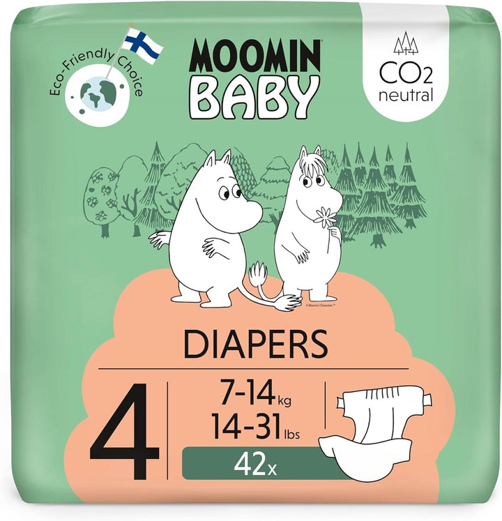 Muumi Baby Newborn Eco Nappies mărimea 1, 2-5 kg, 25 bucăți, scutece premium moi cu indicator de umezeală 