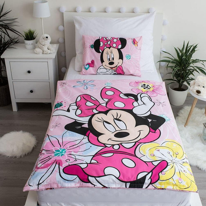 Minnie Maus Kinder Bettwäsche Set Schmetterling Butterfly Rosa 100X135 Cm, 40X60 Cm, 100% Baumwolle