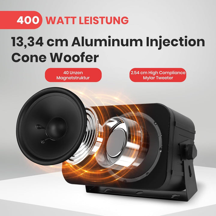 Pyle Outdoor Lautsprecher, Wandlautsprecher – Outdoor Speaker – Wasserdichte Box Outdoor & Indoor 400 Watt, Einfache Installation Als Outdoor Box & Musikbox Innen, Robuste 2Er Set Lautsprecher Boxen