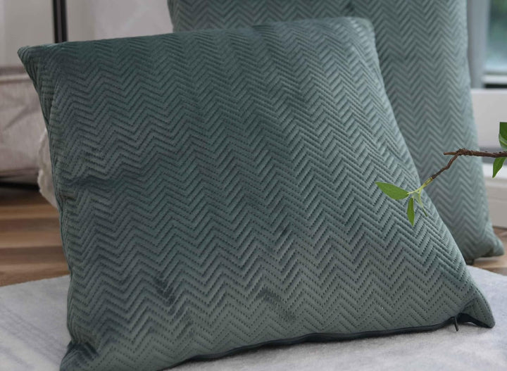 Cutie pentru perdele Pernă Pernă decorativă Lxw 45X45 Cm Verde Jacquard "Greta" Cu design în formă de heringbone Închidere cu fermoar ușor de întreținut Umplutură moale 320G - Varietate de culori, 2023510