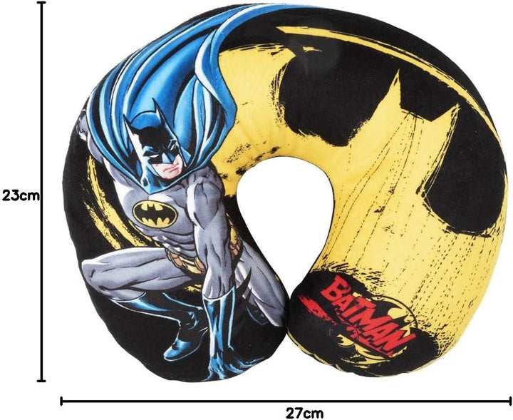 DC Comics Soft Batman Car Travel Neck Cushion Child Safety Comfort Superhero Bat Man, Cuscino Da Viaggio Auto, Light Blue, One Size