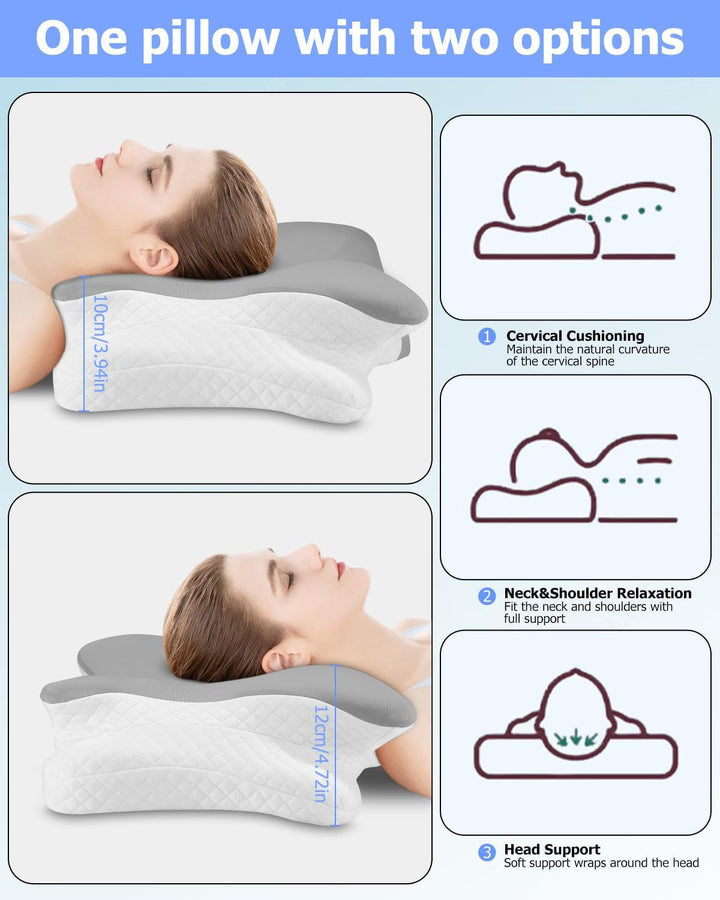 Pernă ortopedică, Pernă de susținere laterală, Pernă de susținere a gâtului, Pernă pentru dureri de gât, Pernă din spumă de memorie, Pernă ergonomică, Pentru susținerea laterală a spatelui și a burții - formă de fluture