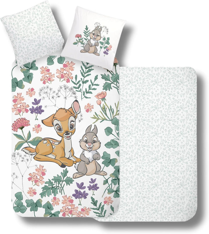 Bettwäsche 135X200, Bambi REH & Klopfer Kinderbettwäsche Für Mädchen Und Jungen, 100% Baumwolle, 1X Kissenbezug 80X80 + Bettbezug 135X200