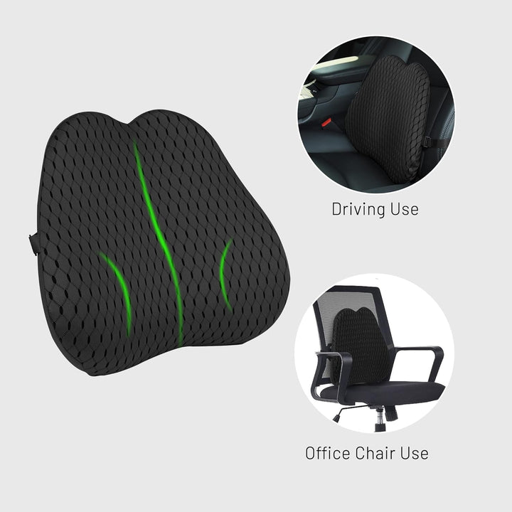 Livtribe Back Cushion, Memory Foam Lumbar Cushion Car, Ergonomic Lumbar Support Cushion pentru scaun de birou, scaun auto, scaun cu rotile (negru)