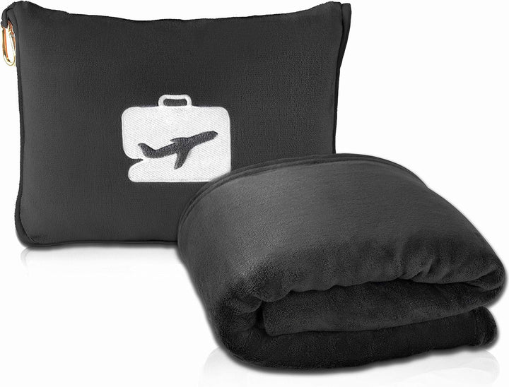 Eversnug Travel Blanket And Pillow - Soft 2 în 1 Airplane Blanket cu Soft Pocket Pillow Cover, Handbag Cover And Backpack Holder (Burgundy Red)