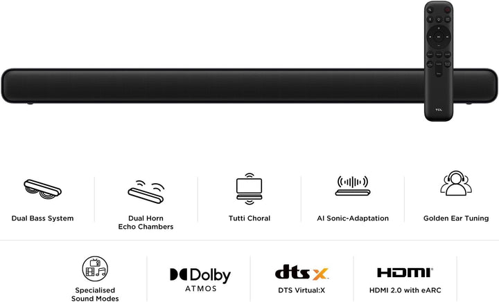 TCL Soundbar S45HE, 2.0-Kanäle, Dolby Atmos All-In-One