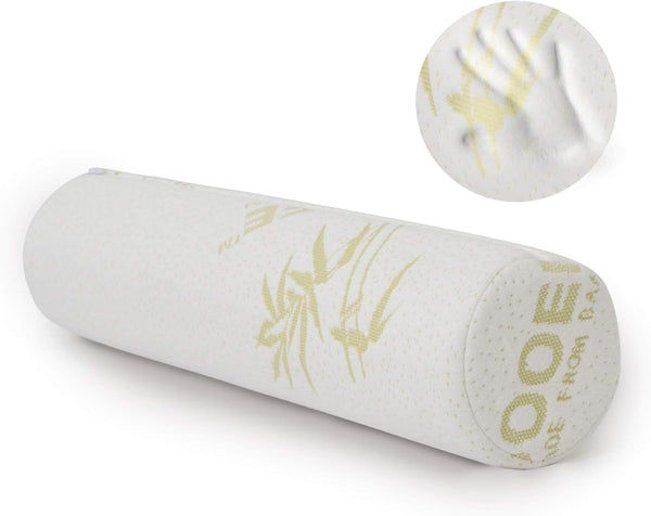 Rulou pentru gât Milliard Visco foam cu husă lavabilă, certificat Oeko-Tex, duritate medie, 10X43 cm, perfect pentru alergici, pernă de călătorie, pernă rotundă pentru gât, rulou de poziționare, rulou pentru genunchi
