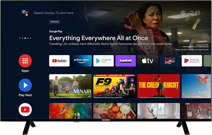 Telefunken Android TV 40 Zoll Fernseher (Full HD Smart TV, HDR, Triple-Tuner, Bluetooth) XF40AN750M, Schwarz