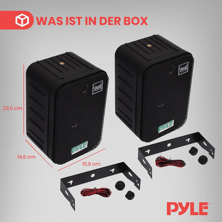 Pyle Outdoor Lautsprecher, Wandlautsprecher – Outdoor Speaker – Wasserdichte Box Outdoor & Indoor 400 Watt, Einfache Installation Als Outdoor Box & Musikbox Innen, Robuste 2Er Set Lautsprecher Boxen