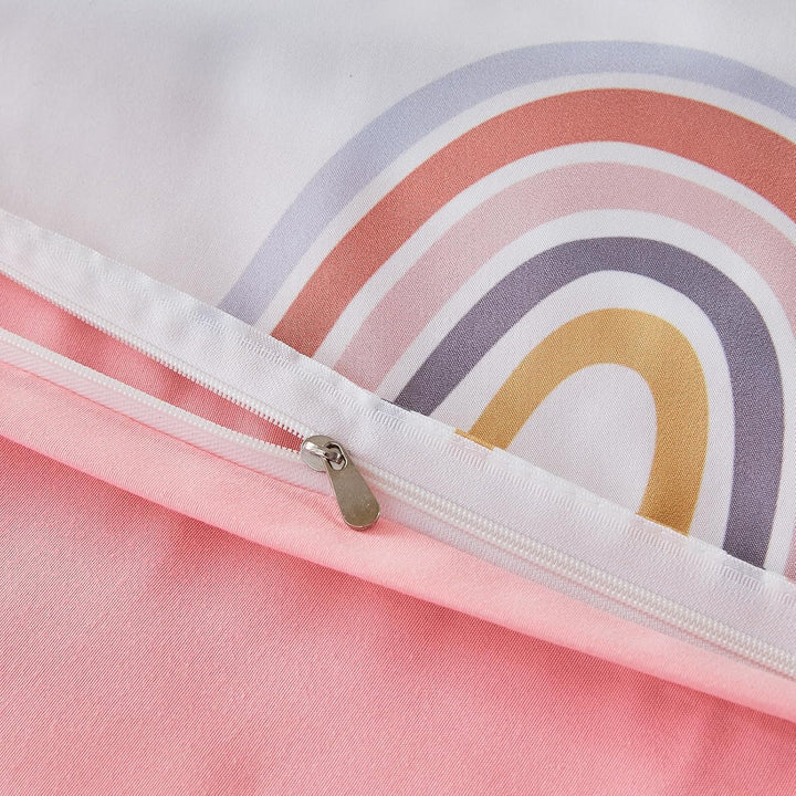 Bettwäsche Regenbogen 135X200 Rosa Kinder Bunte Mikrofaser Bettwäsche Mit Regenbogen, Wolken, Sternen, Monden, Herzen Für Mädchen Einzelbettbezug Set Bettbezug 135X200 Und Kopfkissenbezug 80X80