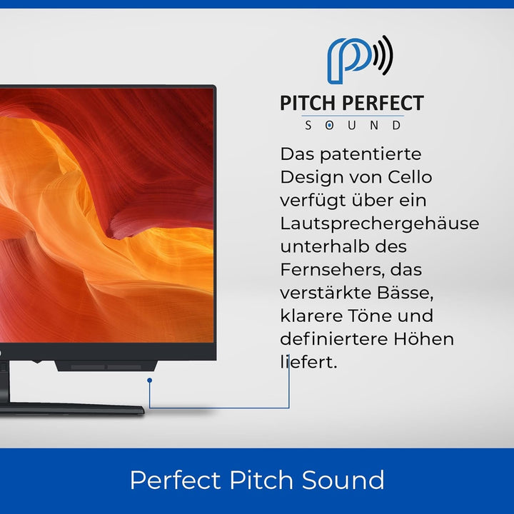 Cello C2425WSF Trav 24" Full HD SMART/DVD Camping Reise TV Integrierter DVD Player Rahmenlos Triple Tuner Bluetooth Webos by LG Pitch Perfect Lautsprecher Wohnmobil LKW [2025]