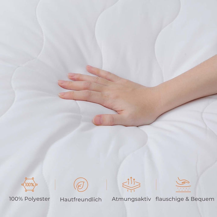 Pernă Sweetnight 40X40 Set de 2, umplutură de pernă din fibre de lemn din poliester, pernă moale și de susținere pentru toate pozițiile de dormit, pernă de dormit respirabilă, lavabilă cu fermoar