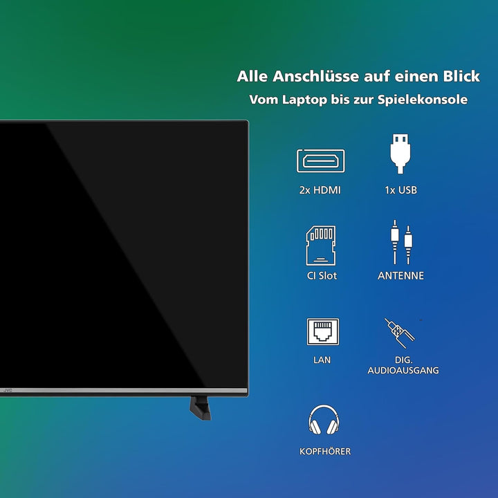 JVC Fernseher 40 Zoll Smart TV VIDAA LT-40VDF5455 Full HD Fernseher, HDR TV Mit Integriertem Triple-Tuner, LED TV Schwarz