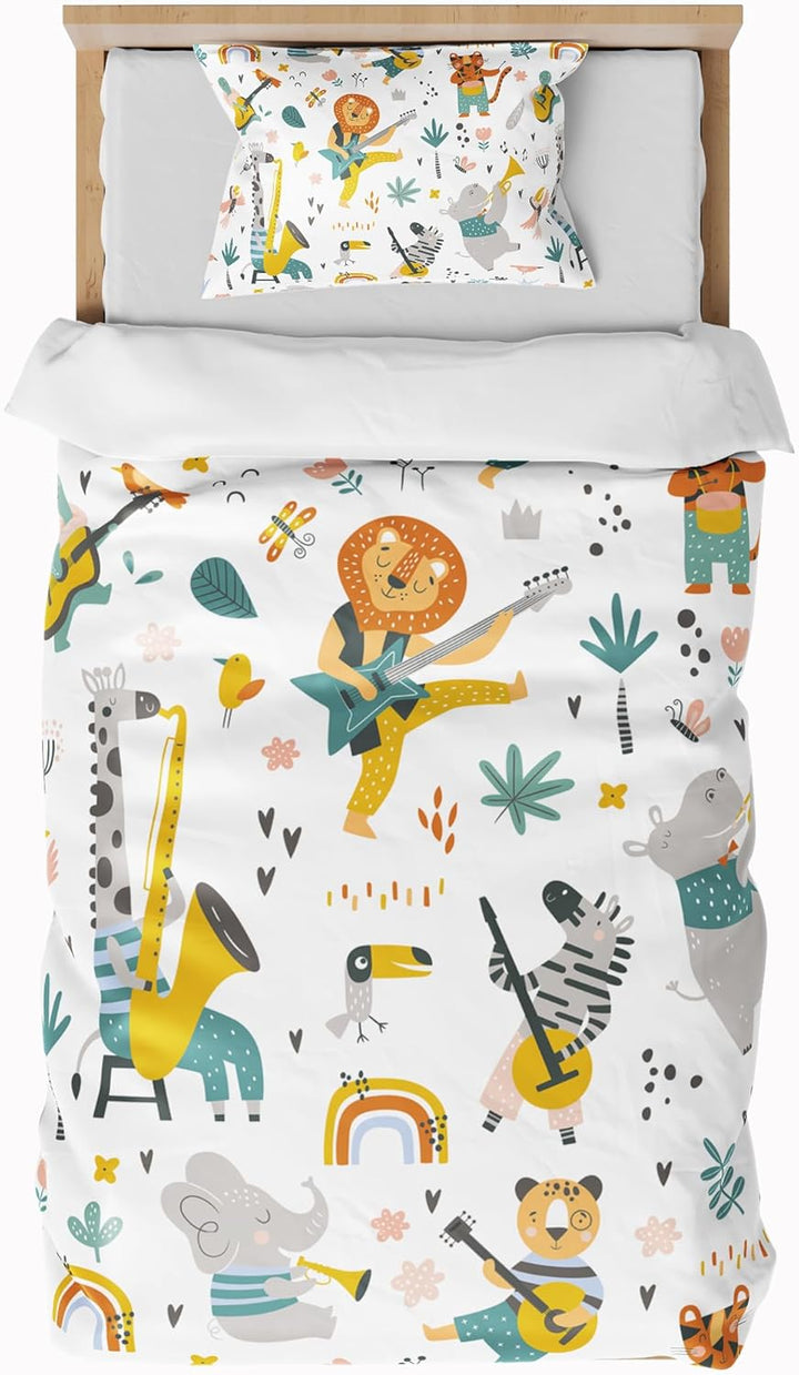 ZTYROLJ Dinosaurier Bettwäsche 135X200Cm Jungen, Bettbezug Mit Reißverschluss, Mikrofaser Bettwäsche Für 1 Person, Kinderbettwäsche Mit Kissenbezug 80X80Cm