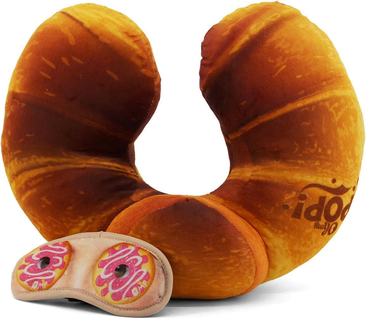 Pernă de gât și mască de somn Croissant, portocalie