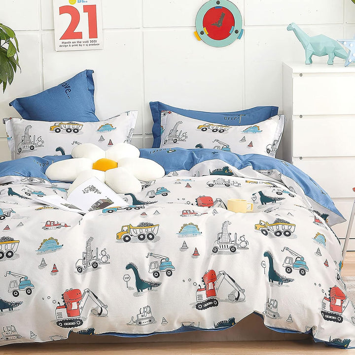 Bettwäsche 135X200 Für Jungen Und Mädchen Süß Dinosaurier Muster Kinderbettwäsche Mit Süß Muster Und Reißverschluss Baumwolle (A, 135X200Cm+80X80Cm 2Tlg)