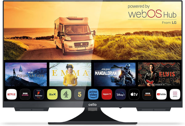 C2224WS Trav 22" Zoll SMART Full HD 12V Camping Reise TV Rahmenlos Triple Tuner Bluetooth Webos by LG Pitch Perfect Lautsprecher Wohnmobil LKW Boot [2024]