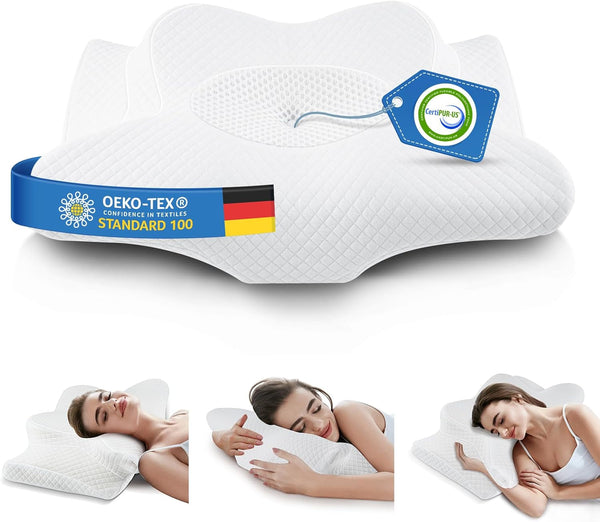 Pernă pentru gât Pernă pentru cap Pernă ortopedică Pernă din spumă de memorie Pernă ergonomică pentru cap Pernă pentru susținerea gâtului Pernă anti-impact lateral Pentru cei care dorm lateral, pe spate și abdominal Alb