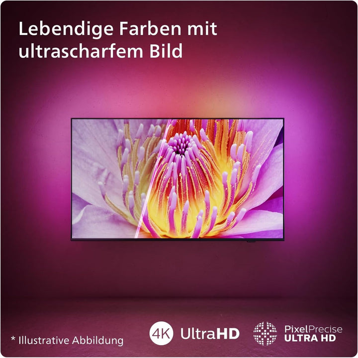 Philips Ambilight 43PUS8109 4K LED Smart TV - 43-Zoll Display Mit Pixel-Präziser Ultra HD, Titan OS Plattform Und Dolby Atmos, Funktioniert Mit Alexa Und Google Sprachassistent - Satiniertes Chrom