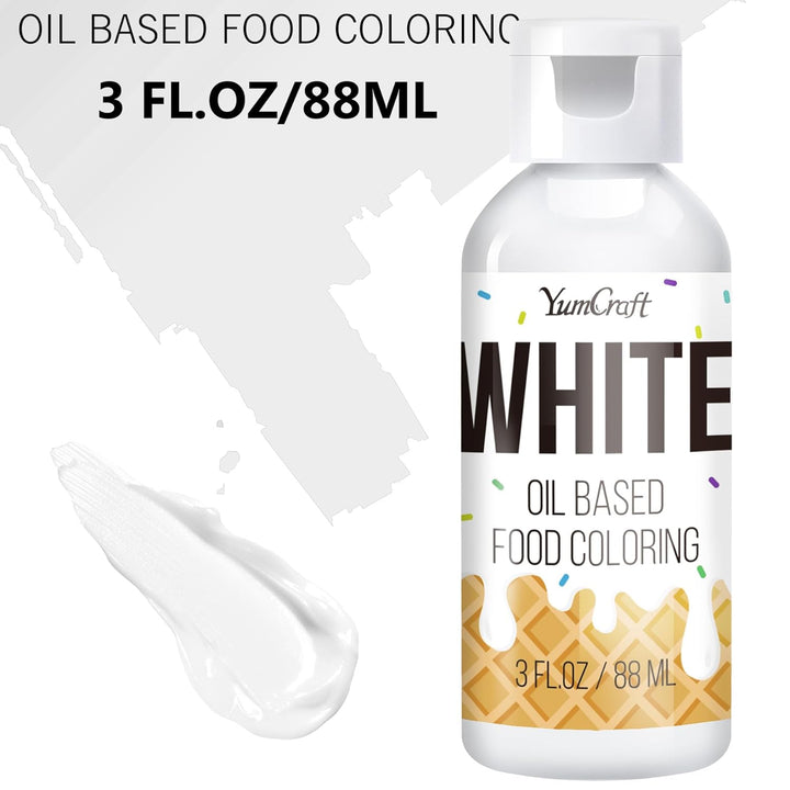 Fettlösliche Lebensmittelfarbe - Ölbasis Lebensmittelfarben Für Schokolade, Buttercreme, Süßigkeiten, Zuckerguss - Konzentrierte Oil Based Food Coloring Zum Backen, Kochen, Fondant (Weiß, 88Ml)