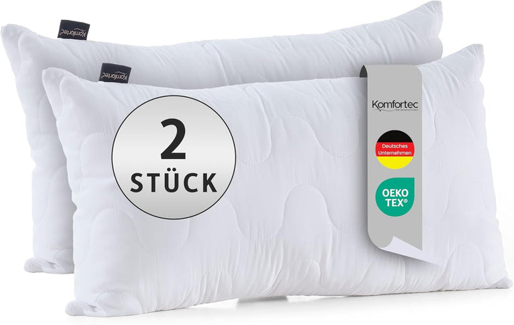 Pernă 80X80 Cm set de 2, pernă certificată Oeko-Tex cu umplutură de pernă 1000G, potrivită pentru alergici, lavabilă
