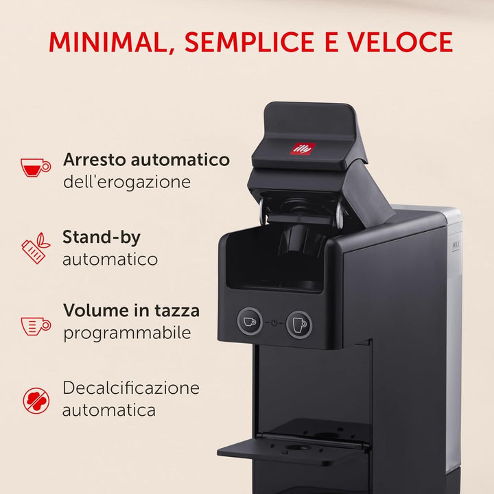 Aparat de cafea Illy Y3.3 Hyperespresso negru Cu 216 capsule Hyperespresso (108 capsule Hyperespesso Classic și 108 capsule Hyperespesso INTENSO)