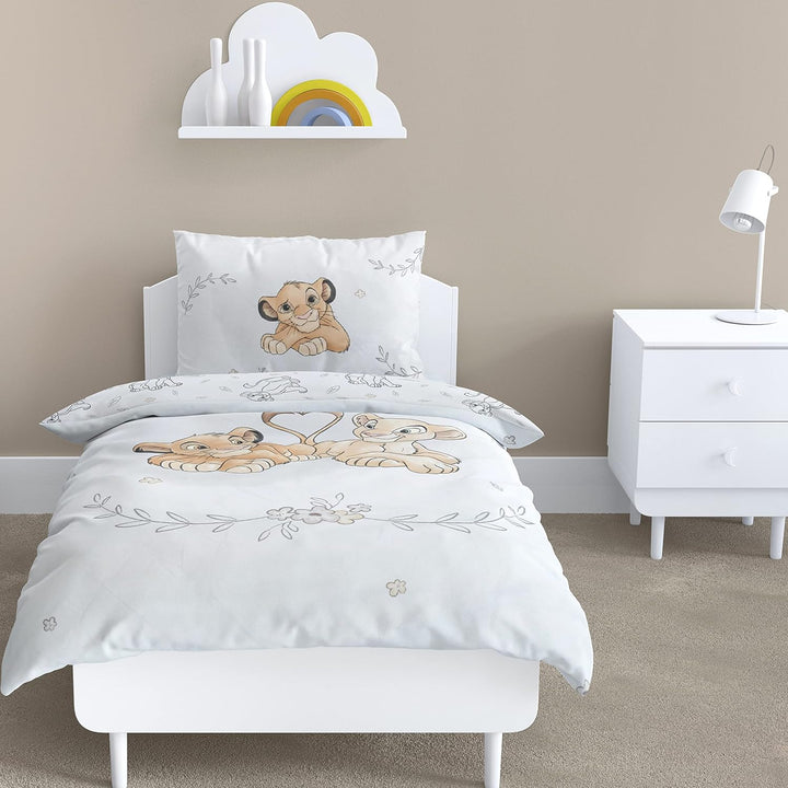 Mtonlinehandel König Der Löwen Babybettwäsche 135X100 Flanell/Biber, 1 Kissenbezug 40X60 + 1 Bettbezug 100X135 Cm ☆ Hochwertige Kinder-Bettwäsche Mit Reißverschluss