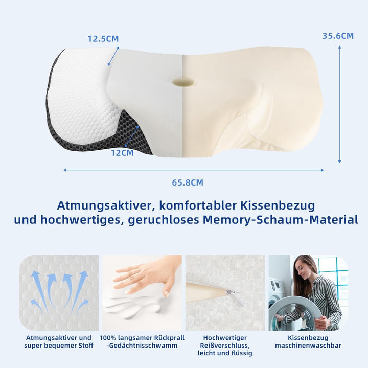 IDEA Pernă pentru dureri de gât, pernă ortopedică fabricată din pernă din spumă de memorie, pernă ergonomică pentru gât pernă pentru sprijin optim, pernă anti-sforăit pentru dormitul lateral, dorsal și abdominal