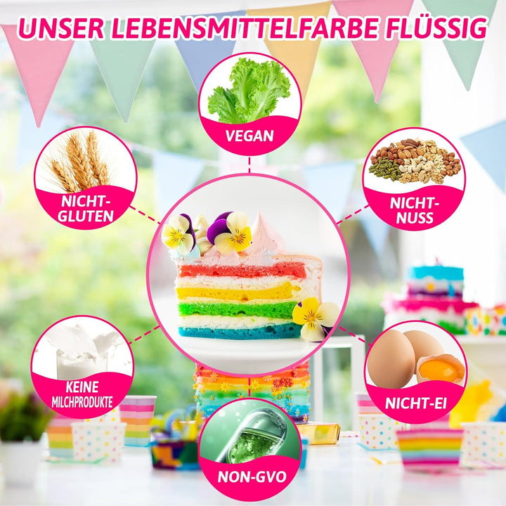 Lebensmittelfarbe Flüssig - Fidton 15 Farben Hochkonzentrierte Essbare Tortendeko Set, Food Coloring Für Ostereierfarben, Fondant, Kochen, Flüssige Lebensmittelfarbe Für Makronen - 6 Ml