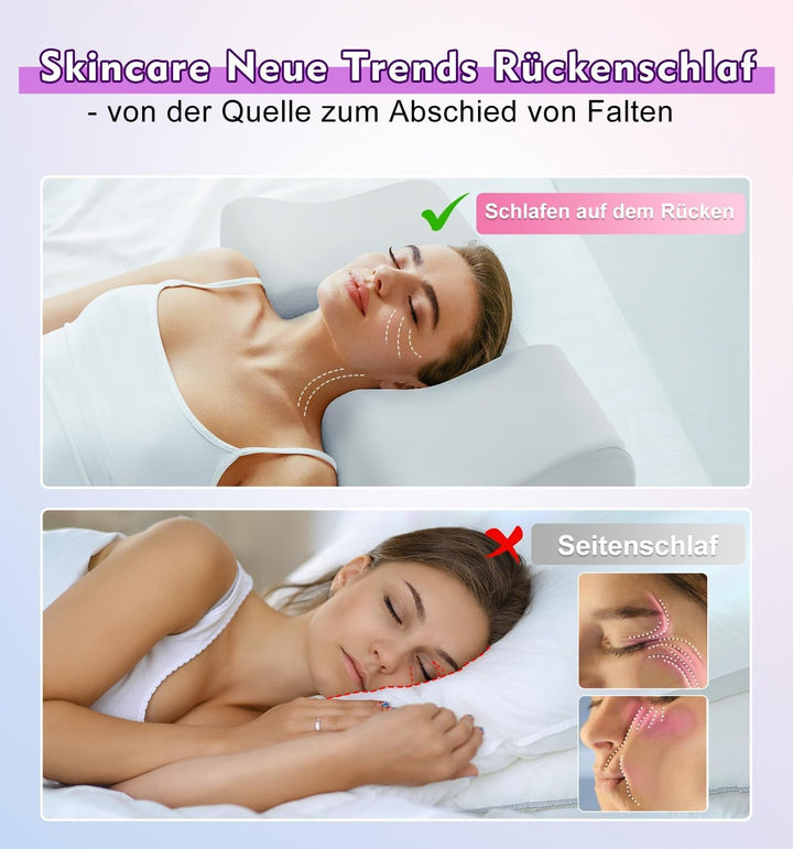 Pernă anti-rid Hydomi, 2-In-1, pernă de frumusețe anti-îmbătrânire, pernă ortopedică de sprijin pentru gât, pernă din spumă de memorie pentru dureri de gât și umăr, pentru a menține capul drept